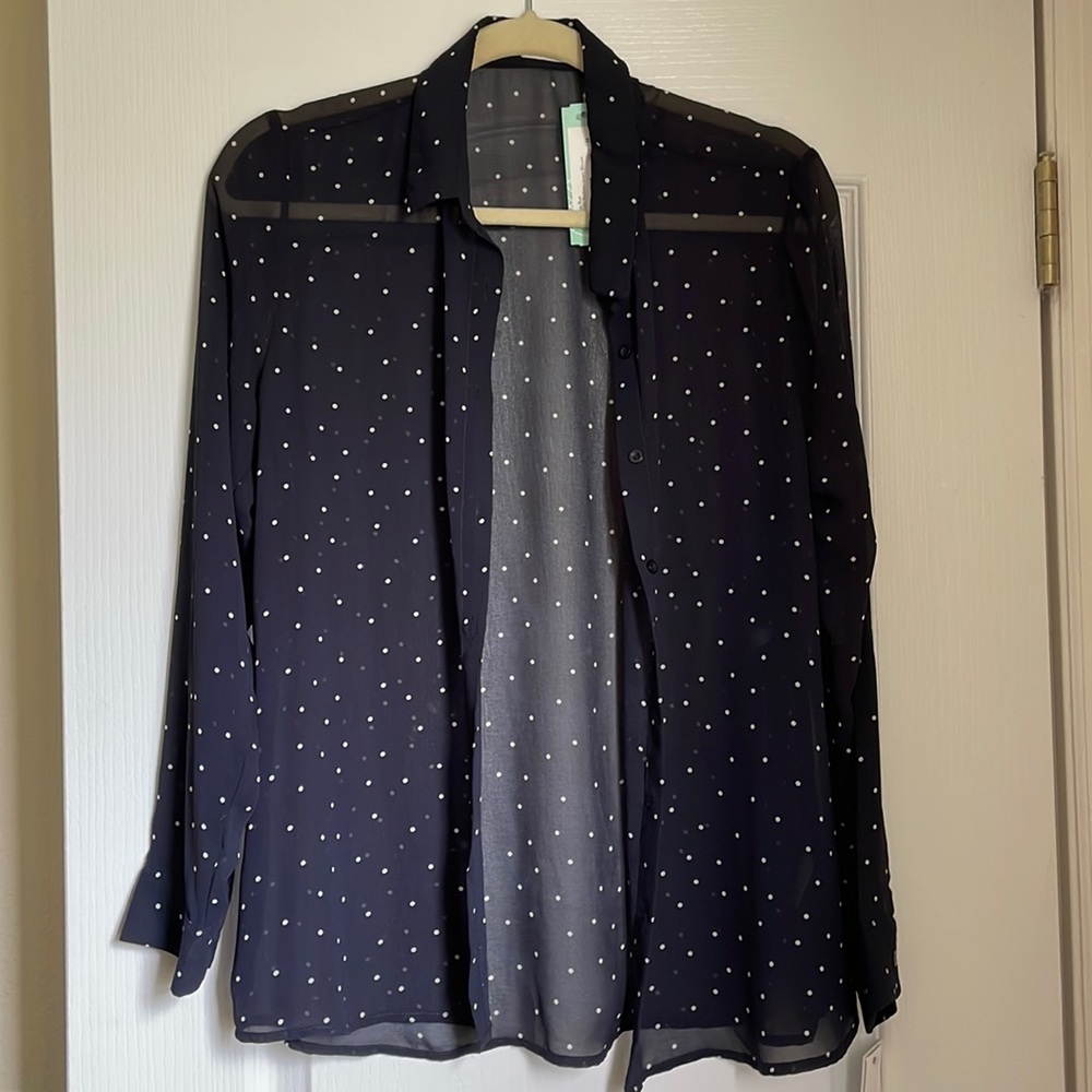 Navy Sophie Rue Button Blouse (M)